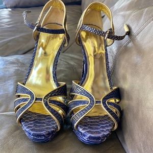 Coach Daylan Purple Snakeskin platform heels